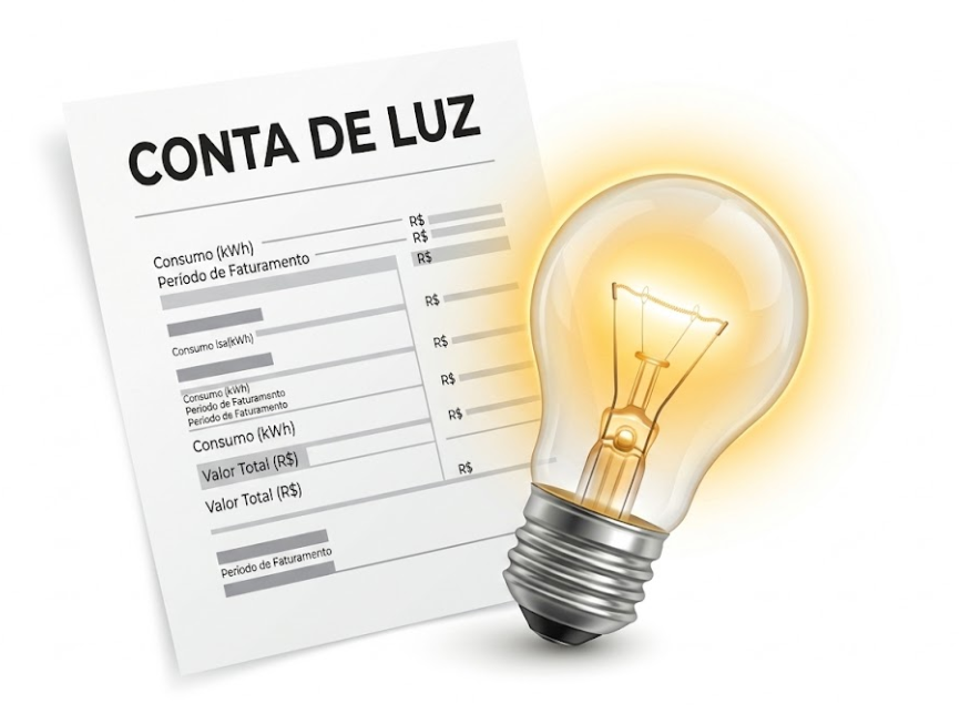 Conta de luz e l&acirc;mpada